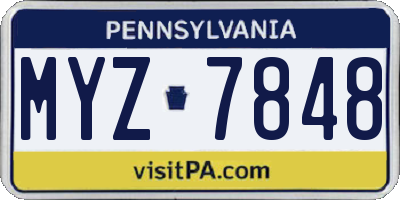 PA license plate MYZ7848