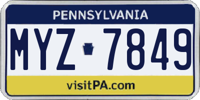PA license plate MYZ7849