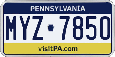 PA license plate MYZ7850