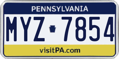 PA license plate MYZ7854
