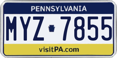 PA license plate MYZ7855