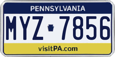 PA license plate MYZ7856