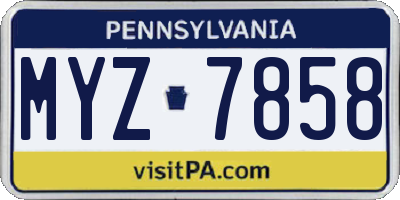PA license plate MYZ7858
