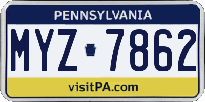 PA license plate MYZ7862
