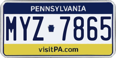 PA license plate MYZ7865