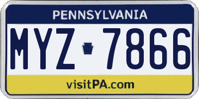 PA license plate MYZ7866
