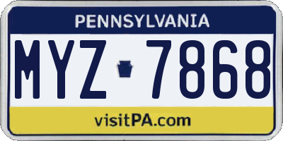 PA license plate MYZ7868