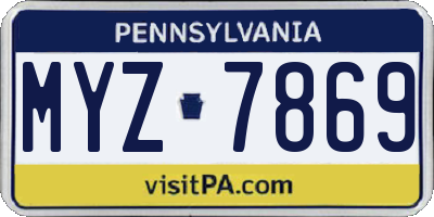 PA license plate MYZ7869