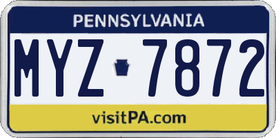 PA license plate MYZ7872