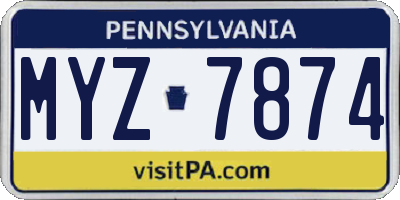PA license plate MYZ7874