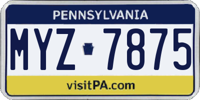 PA license plate MYZ7875