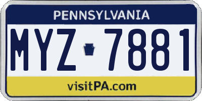 PA license plate MYZ7881