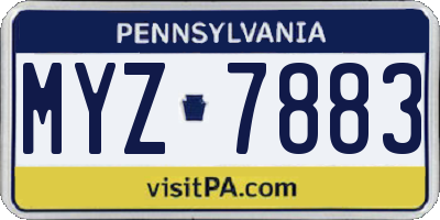 PA license plate MYZ7883
