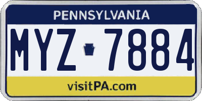 PA license plate MYZ7884