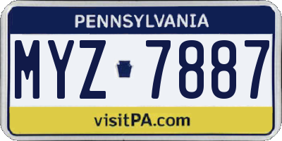 PA license plate MYZ7887