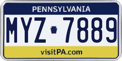 PA license plate MYZ7889