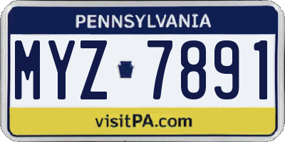 PA license plate MYZ7891