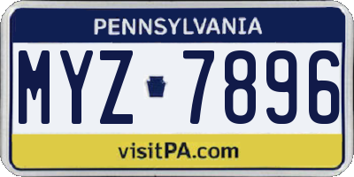 PA license plate MYZ7896