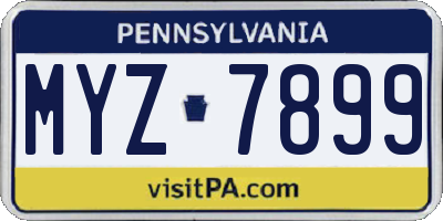 PA license plate MYZ7899
