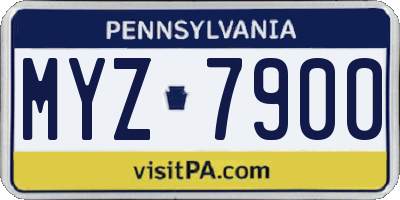 PA license plate MYZ7900