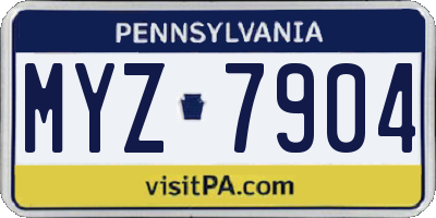 PA license plate MYZ7904