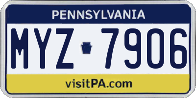 PA license plate MYZ7906