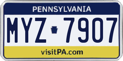 PA license plate MYZ7907