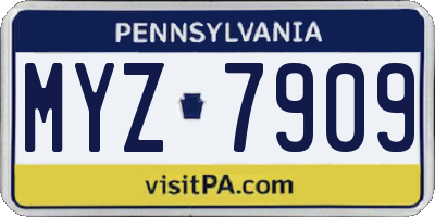PA license plate MYZ7909