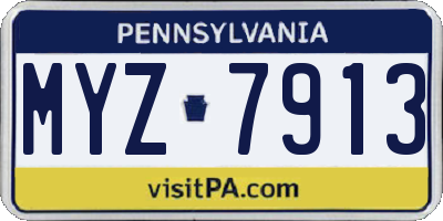 PA license plate MYZ7913