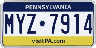 PA license plate MYZ7914
