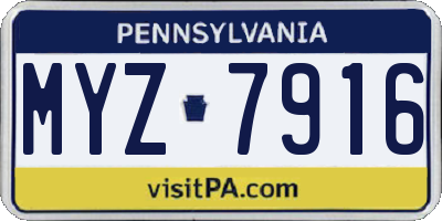 PA license plate MYZ7916
