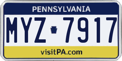 PA license plate MYZ7917