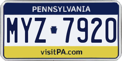 PA license plate MYZ7920