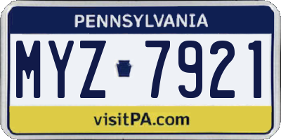 PA license plate MYZ7921