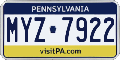 PA license plate MYZ7922