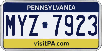 PA license plate MYZ7923