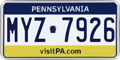 PA license plate MYZ7926