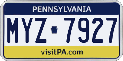 PA license plate MYZ7927