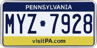 PA license plate MYZ7928