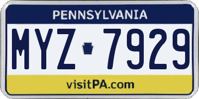 PA license plate MYZ7929