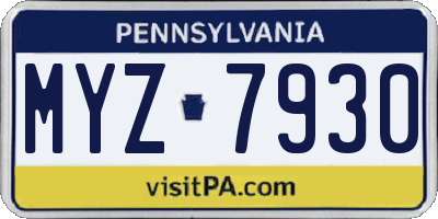 PA license plate MYZ7930