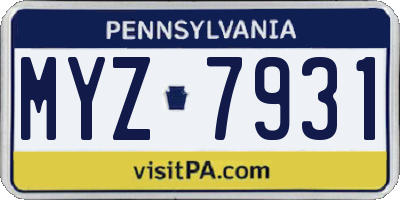 PA license plate MYZ7931