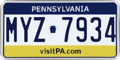 PA license plate MYZ7934