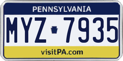 PA license plate MYZ7935