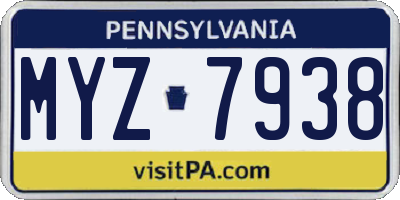 PA license plate MYZ7938