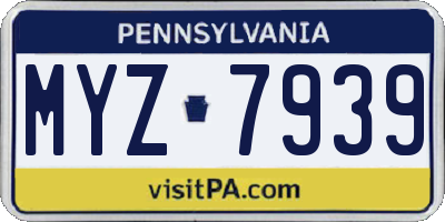 PA license plate MYZ7939