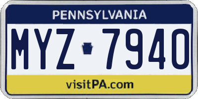 PA license plate MYZ7940