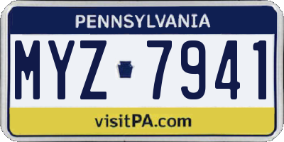 PA license plate MYZ7941