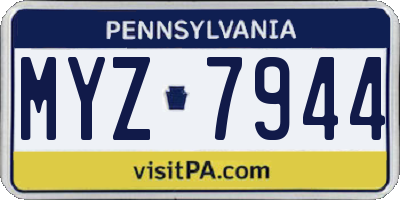 PA license plate MYZ7944