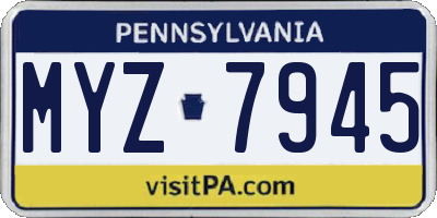 PA license plate MYZ7945